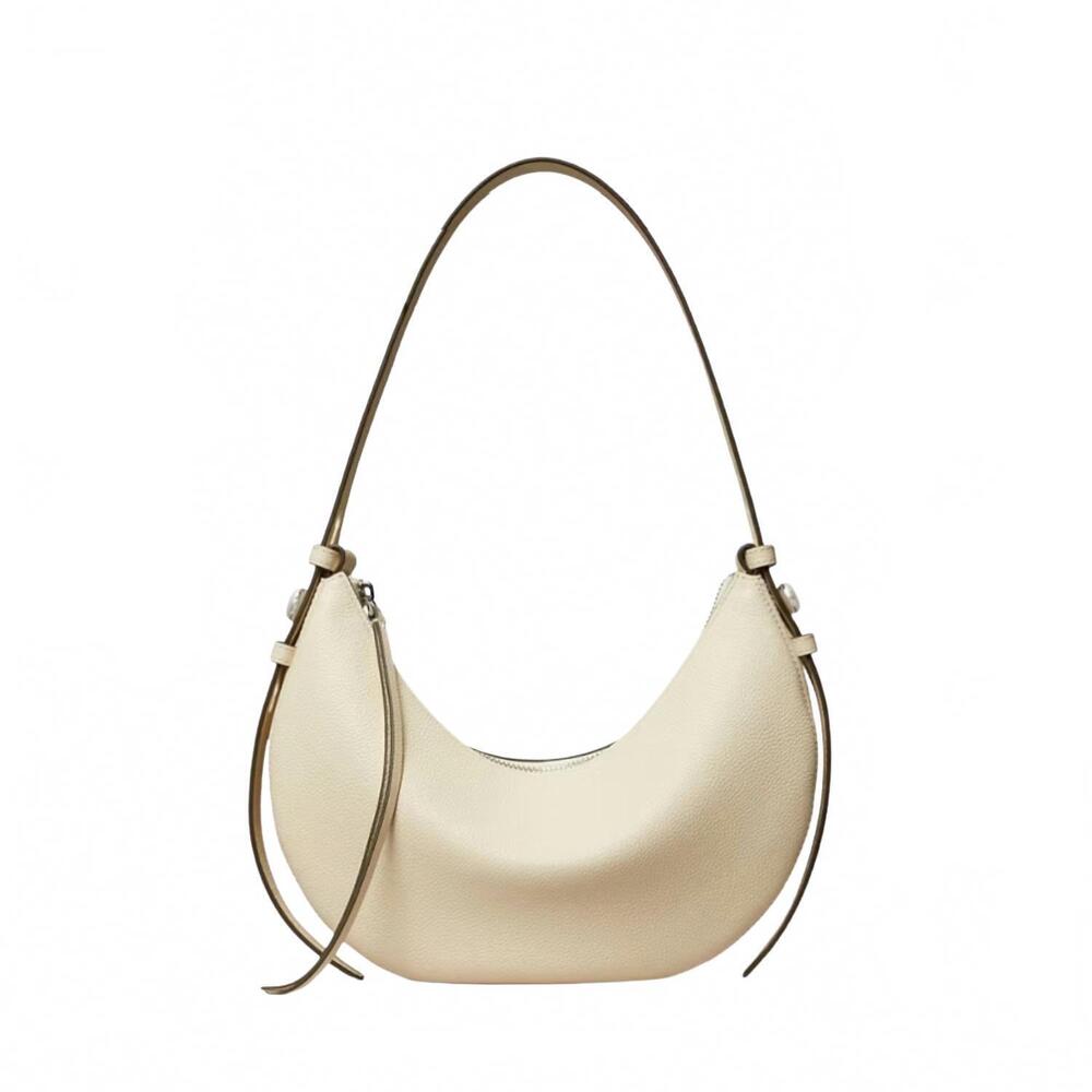 NEW TORY BURCH romy half moon shoulder bag in light cream